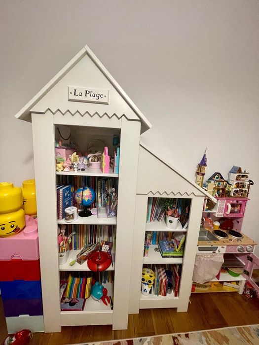 Bibliotecă copii Pinio Marsylia – 2 corpuri, alb