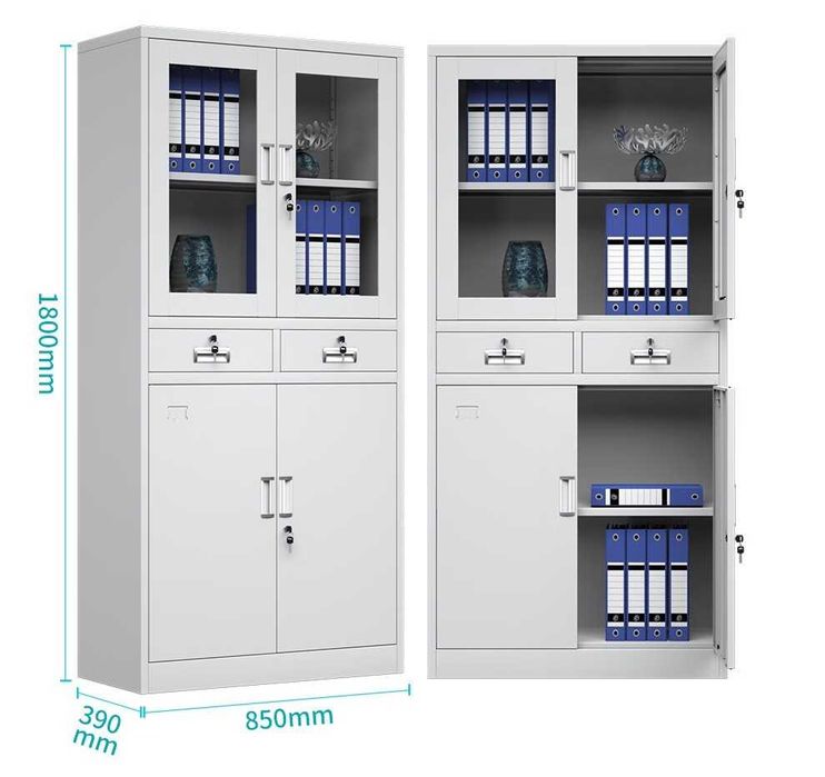 Металлический шкаф для архива со стеклянными дверцами\Шкаф папкаларга