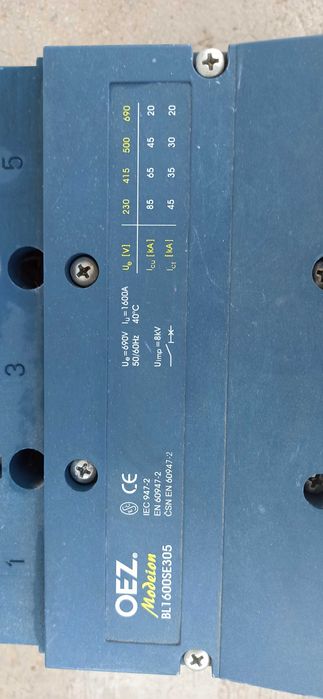 Автоматичен прекъсвач OEZ BL1600SE305 – 1600A, неупотребяван