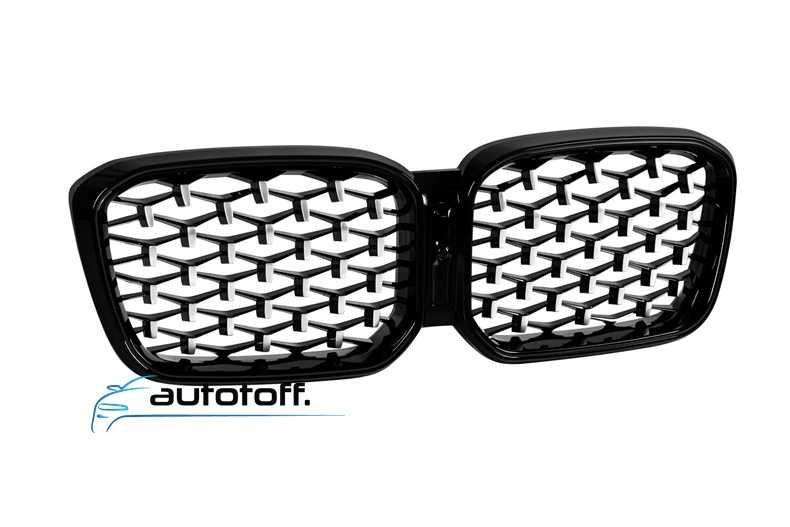 Grila compatibila cu BMW X3 G01 LCI X4 G02 LCI (22-24) Negru lucios si silver cu LED
