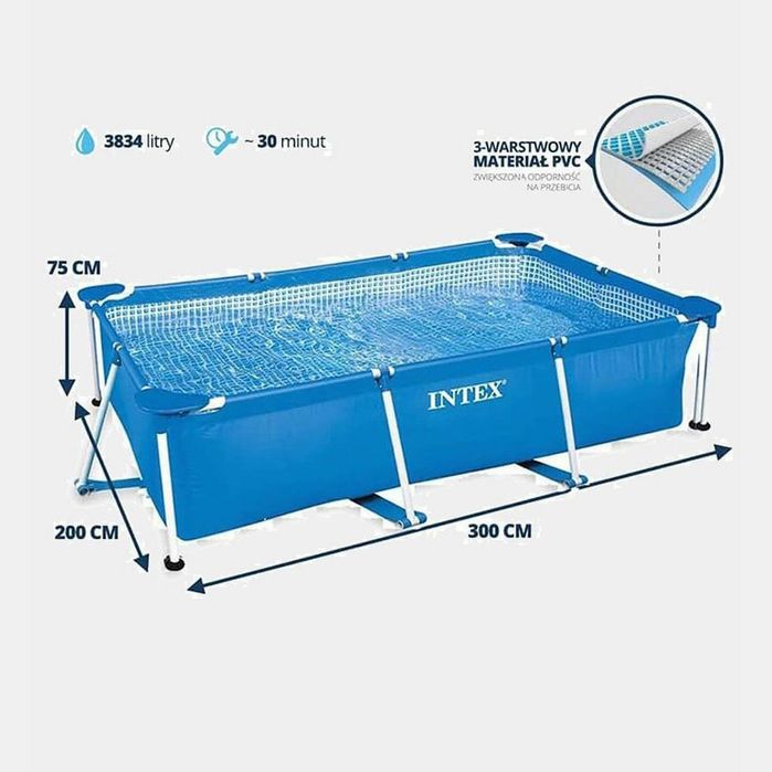 Стойка бассейн 300×200×75 INTEX karkasniy basseyn basen Бассен