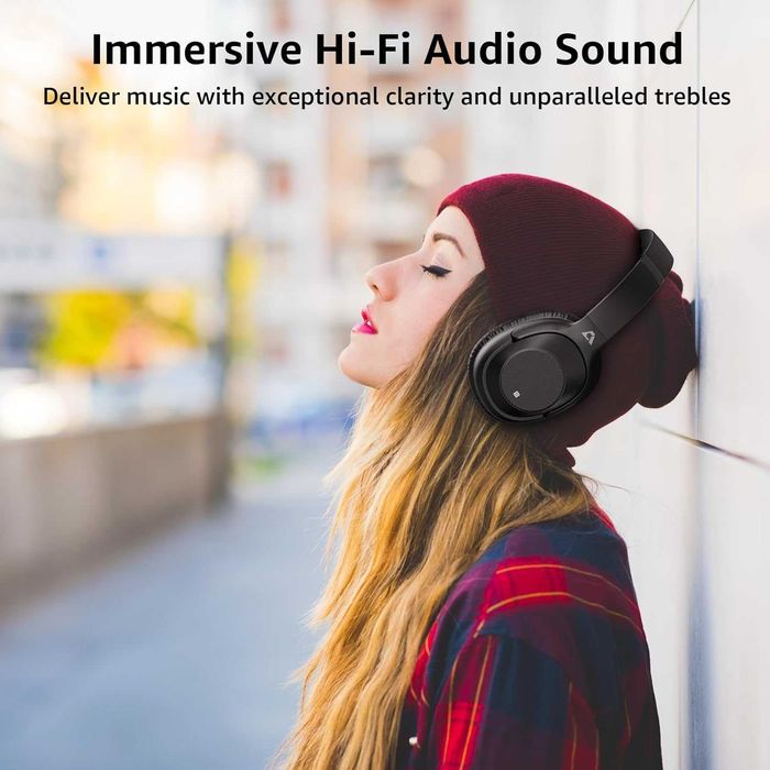 Casti audio hibride Ankbit E500Pro anulare zgomot,Bluetooth Hi-Fi Wireless anulare activa a zgomotului fără fir cu microfon,tim redare 90 ore spuma