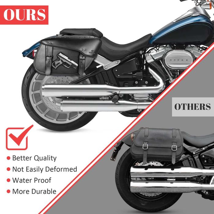 Дисаги за мотоциклет Чанта кожен куфар за мотор мото багаж БЯЛ