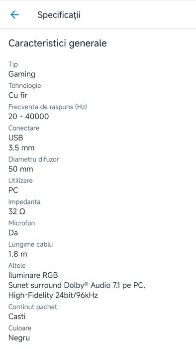 Vând căști de gaming Corsair HS80 pe cablu USB