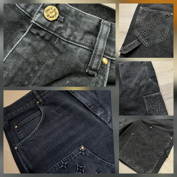 Blug scurt din denim Louis Vuitton model LV Carpenter Monogram
