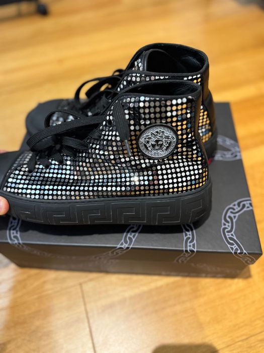 Vand versace men silver sparkle leather sneakers