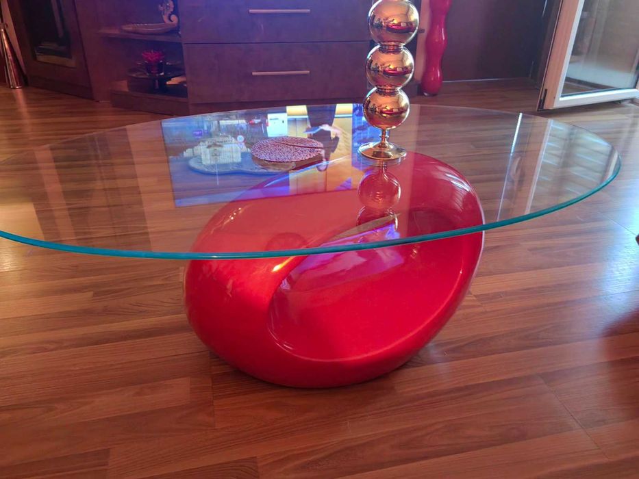 Холна маса April-E20 чисто стъкло , червена