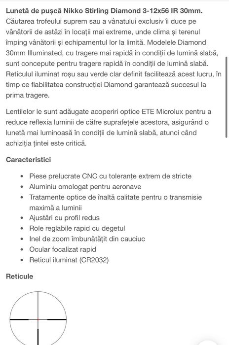 Luneta Vanatoare Nikko Stirling Diamond