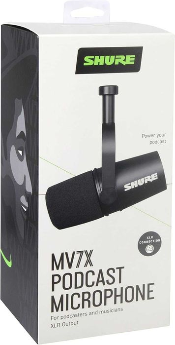 Професионален микрофон Shure MV7X XLR за подкаст и стрийминг (Нов)