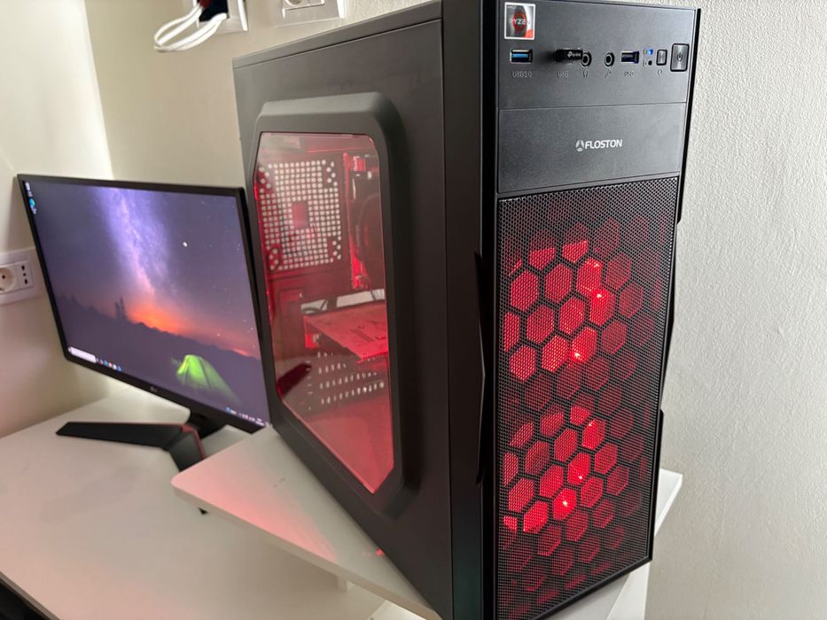 PC Complet Ryzen 5, 16GB RAM, GT 730 + Monitor LG + Tastatură & Mouse