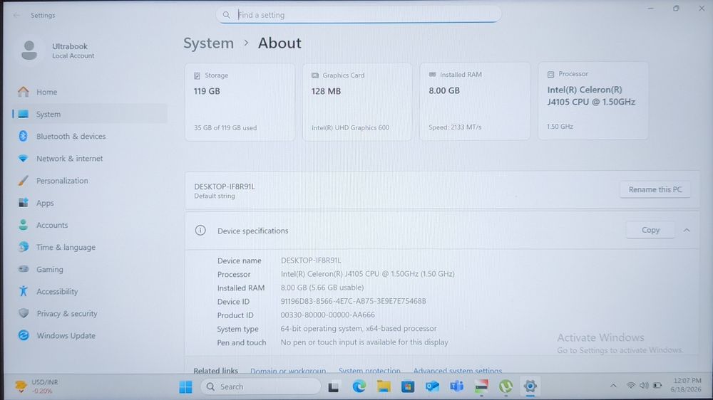 Laptop ieftin 14 inch Celeron J4105, 8gb / 512 gb !
