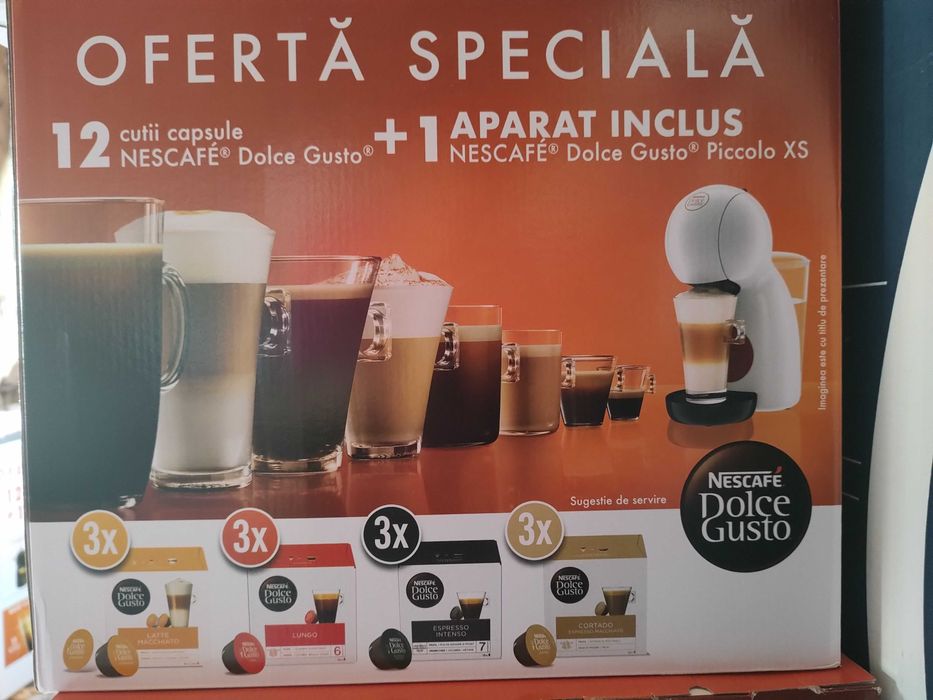 pachet 12 cutii capsule cafea +aparat nescafe dolce gusto sigilat