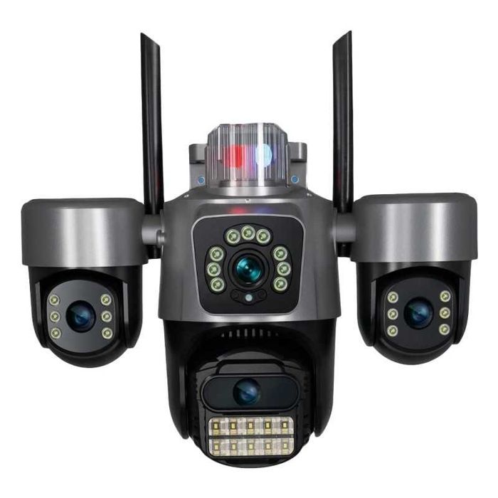Външна Wifi камера с 4 лещи въртящи 4х12MP/ 36 диода/ ICSEE безжична нощно виждане