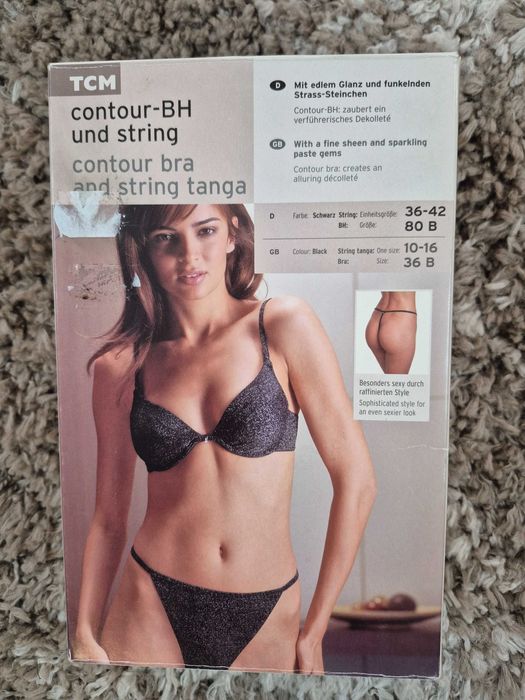 Set sutien conturat și chilot tanga dama Tcm