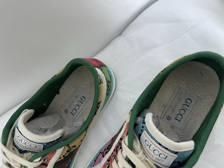 Gucci 1977 GG Logo Canvas Tennis Sneakers Multicolor