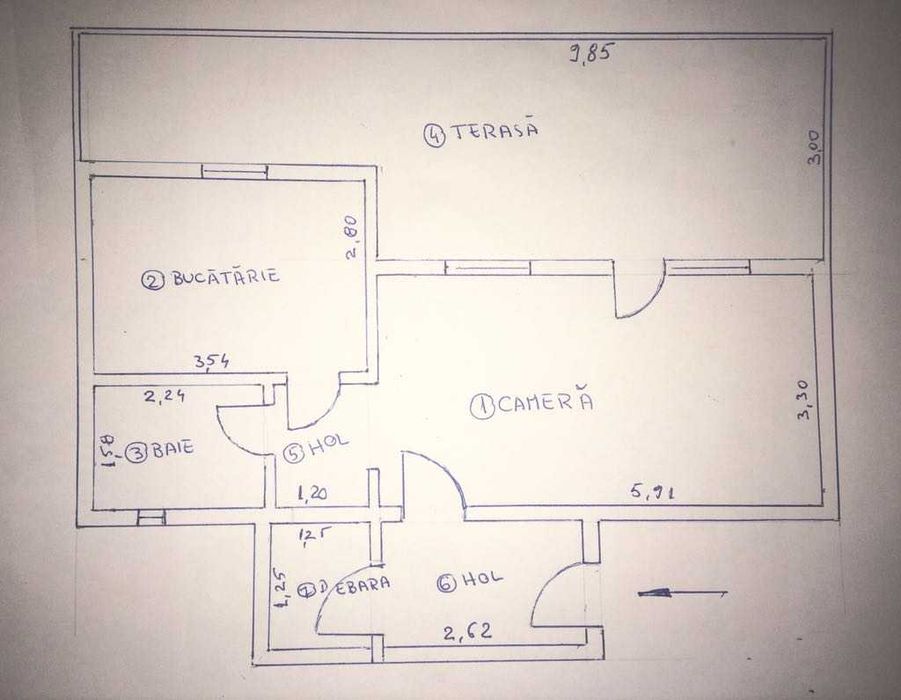Garsoniera de inchirirat terasa 25 mp str dna Ghica