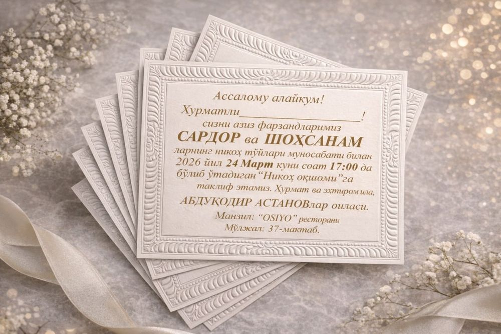 Taklifnomalar keng assortimentda