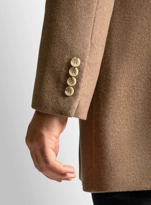 Palton slim de lux 46 S 48 M Eduard Dressler lana extravirgina camel