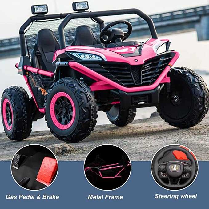 UTV electric Kinderauto Dune-Buggy 300W 24V 10Ah, cu roti moi, roz