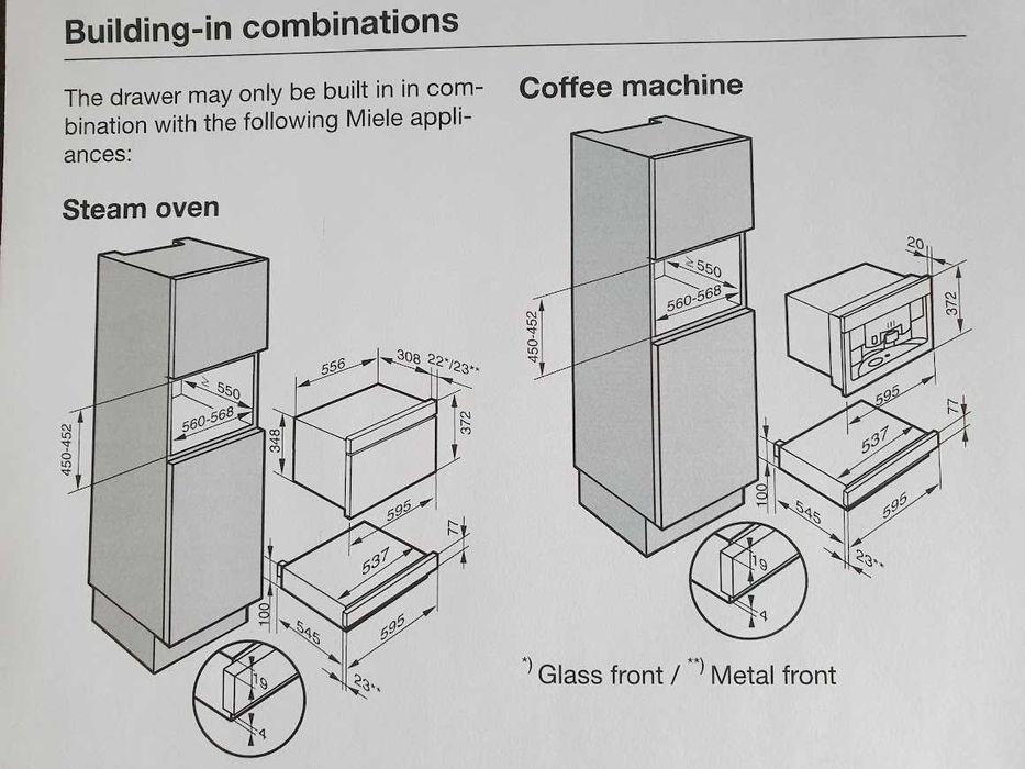 Miele Подгряващо Чекмедже без Дръжка за Вграждане в Кухня 10cm