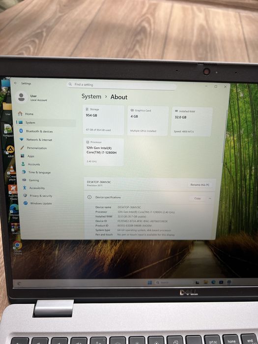 Laptop Dell Precision 3571 i7-12800H 32gb Ram DDR 5 4gb Video Gamimg