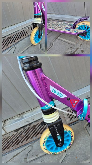 Trotinetă oxelo MID 5 și bicicleta B-TWIN POLY 300