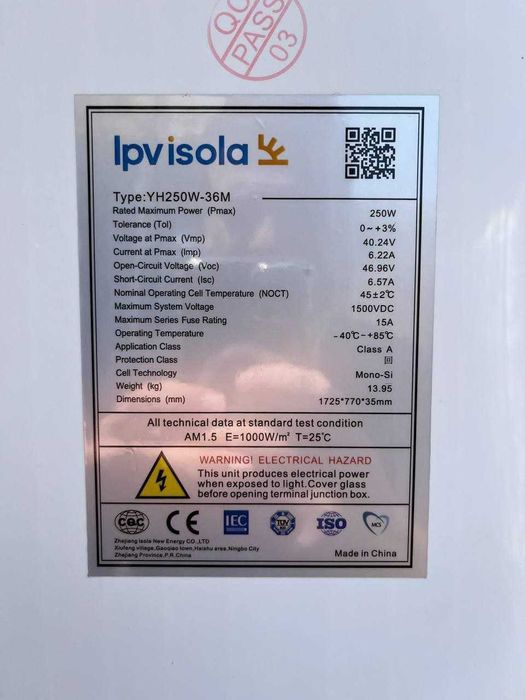 250 w lik quyosh panel