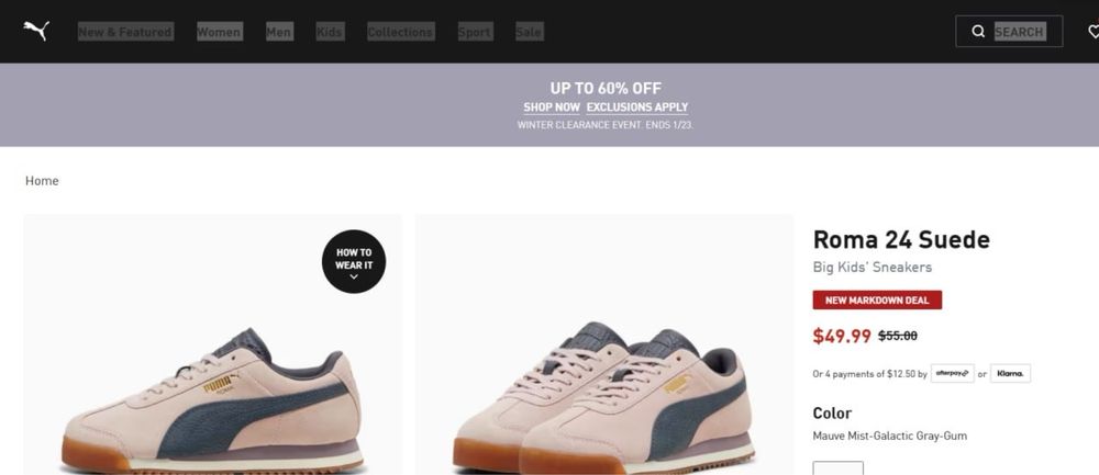 Новинка! Оригинальные детские кроссовки Puma размер 35,5 из Америки