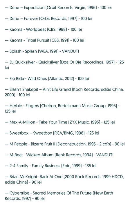 Pachet 13 Eurodance - Kaoma/Splash/Dj Quicksilver/Herbie/2-4 Family