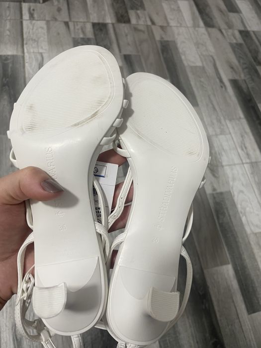 Sandale albe 36 noi toc 3cm