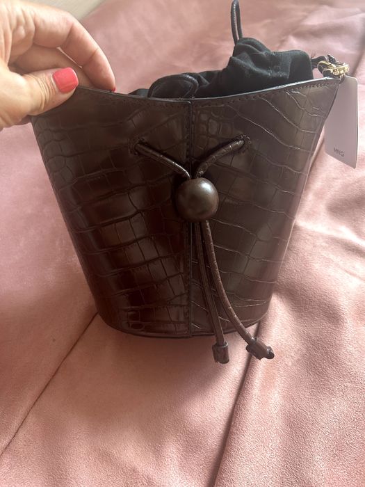 Mango, Чанта Noosa с шагрен, Кафяв