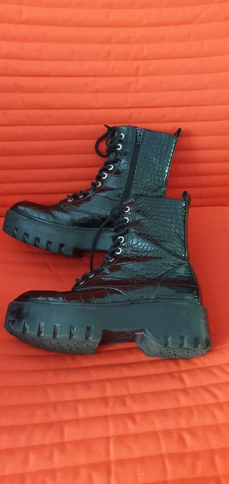 Bocanci chunky Zara Trafaluc croc skin 37