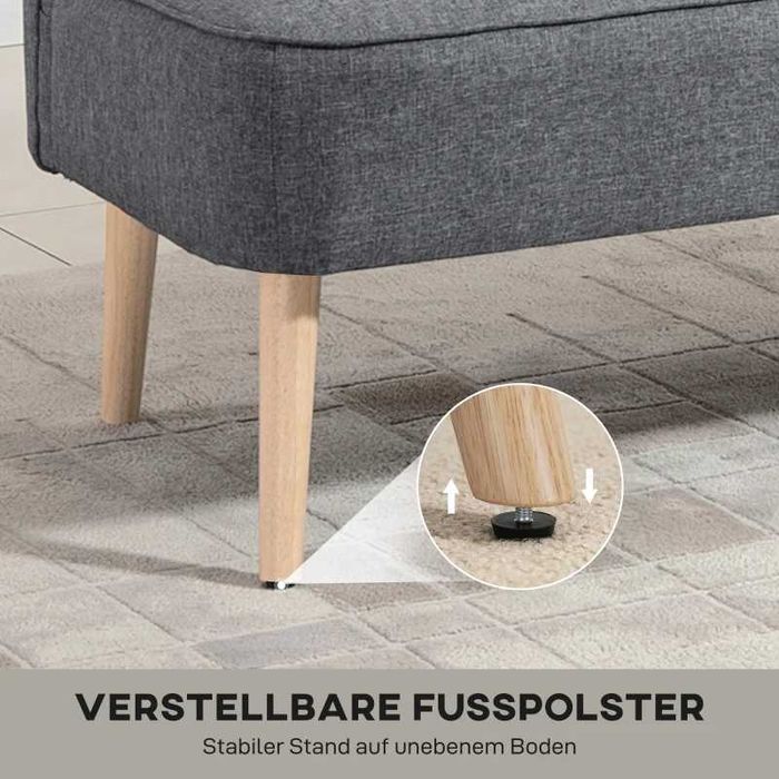 Двуместен диван HOMCOM, тапициран с ленен вид, дървена рамка, 117 см