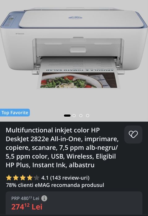Imprimanta HP 2822e wireless