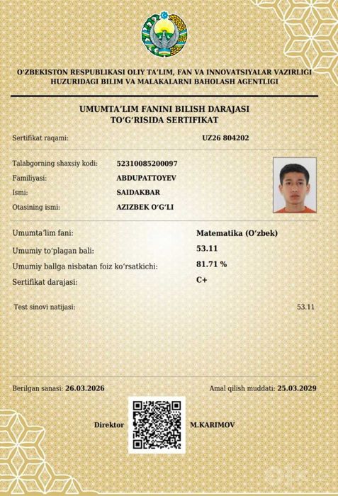 Matematika fanidan repetitor