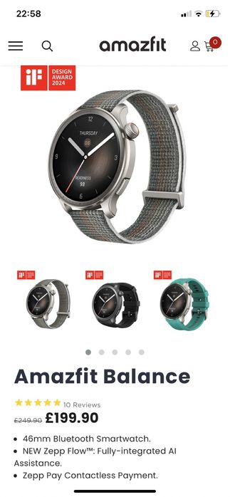 Смарт часовник Amazfit Balance Sunset, 46mm, Grey