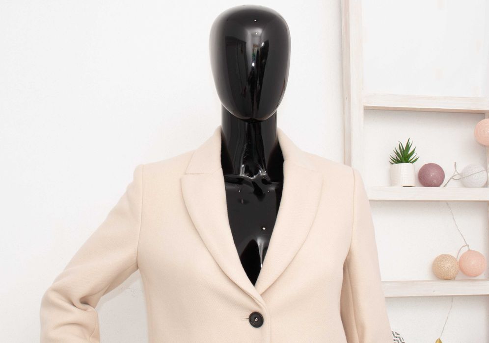 ZARA Manteco оригинално дамско преходно палто от вълна бежово XS