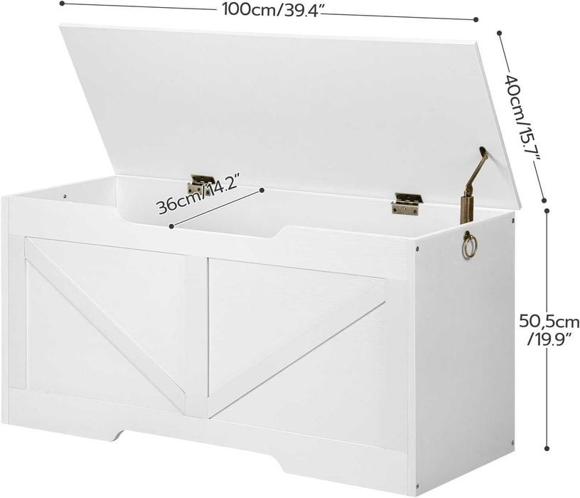 Lada depozitare HOOBRO retro alba, 100 cm, 100kg, capac sigur