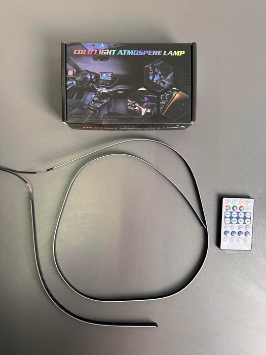 Kit 2 benzi lumini ambientale auto RGB acrilice wireless 30cm + 110cm