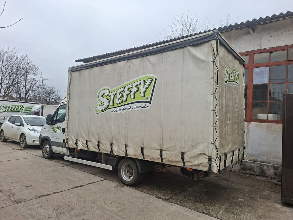 Bena cu prelata  de 10 ewp pe role iveco 4.9m/2.2m/h2.5m