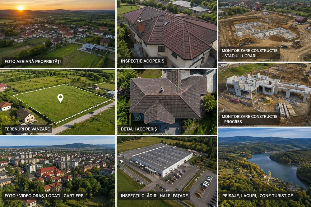 Servicii dronă  – inspecții acoperiș, case, terenuri, foto/video 4K