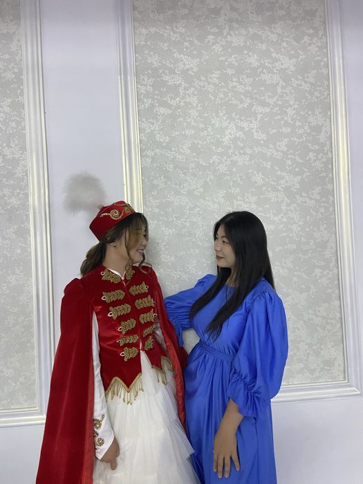 Платье фонарь синяя