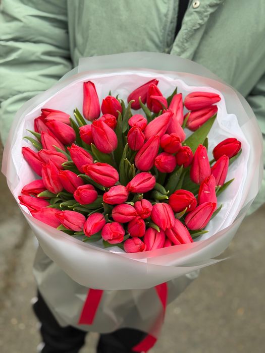 Тюльпаны 51 и 101 шт доставка