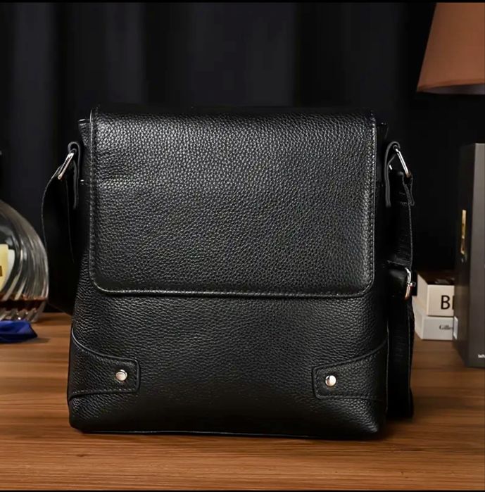 Мъжка селектирана кожена чанта за през рамо/Премиум дизайн -9%Промоция