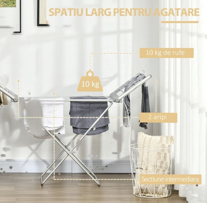 Uscator de rufe electric sup 12m inaltime ajustabila  pliabil 230W