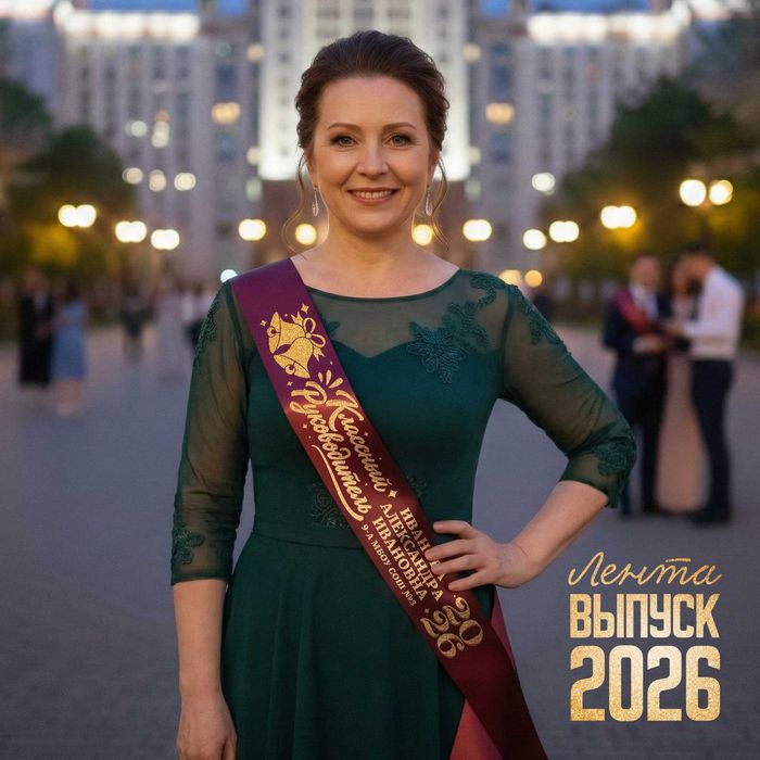 Лента Выпускника. Любая надпись золотыми буквами.