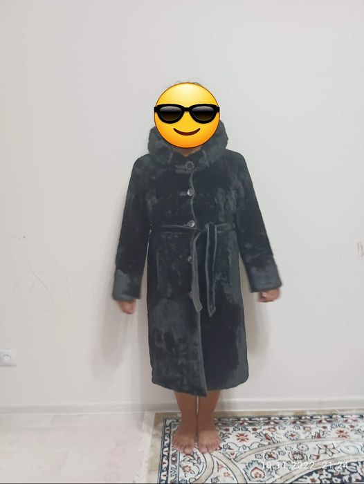 Шуба мутон, черного цвета,  размер 46-48