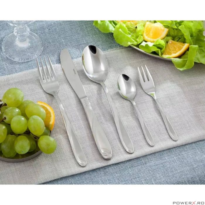 Set tacamuri din inox, 72 de piese, geanta depozitare, design clasic,