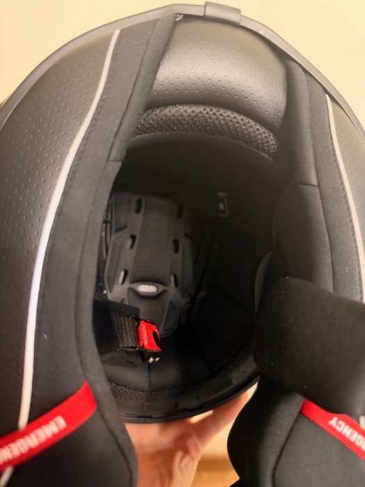 Cască moto Scorpion EXO-391 Aaxo M, negru-roșu, cu bon și cutie