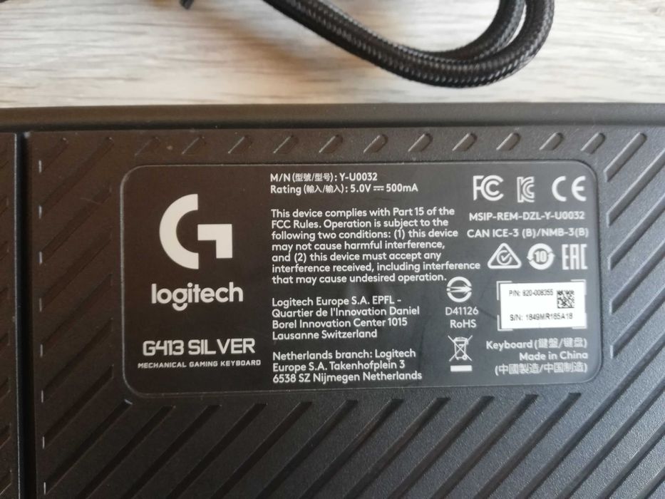 Logitech G413 silver механичка клавиатура с подсветка